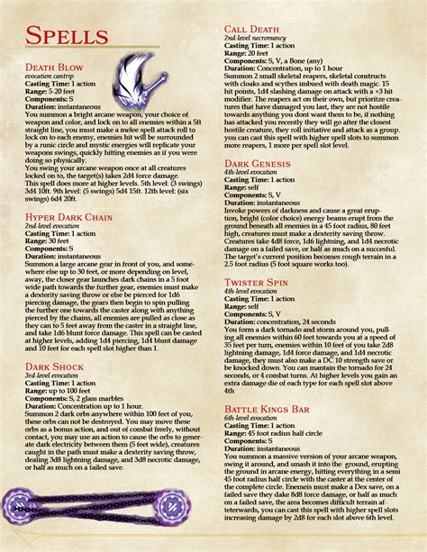 dnd sorcerer spell list